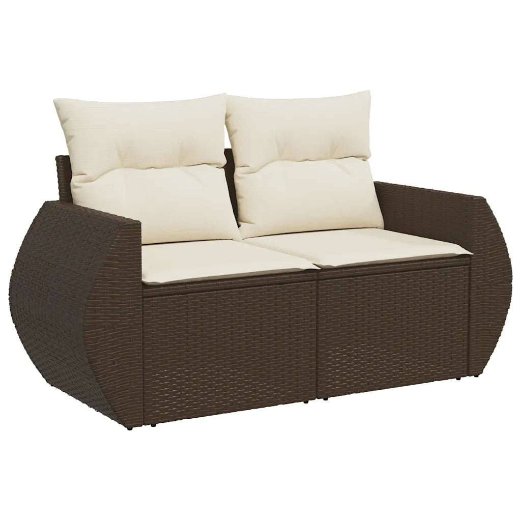 Set Divani da Giardino 9pz con Cuscini Marrone in Polyrattan 3221822