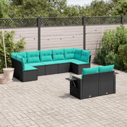Set Divani da Giardino 9 pz con Cuscini Nero in Polyrattan 3220616