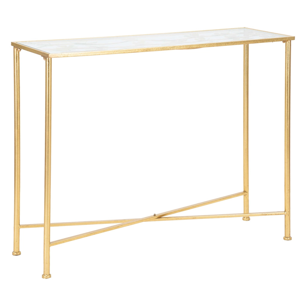Meknes, Consolle un Ripiano, 100x35x80h cm oro