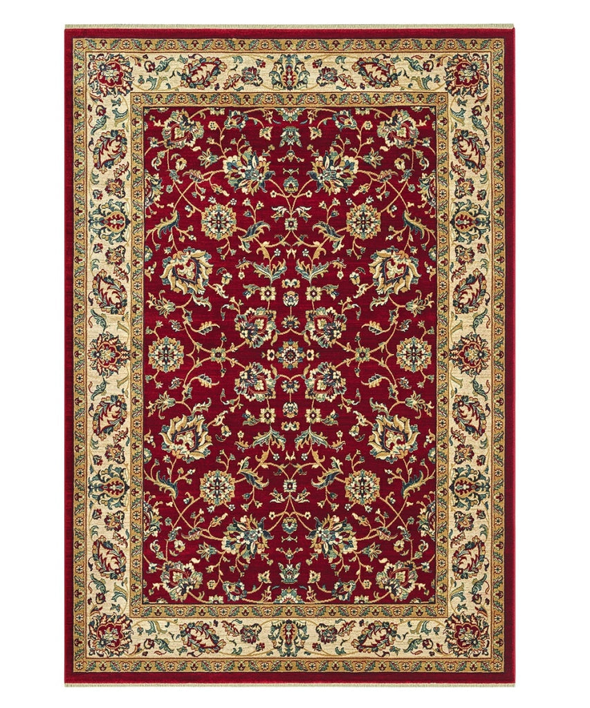 Tappeto KAZAKH 1517 rosso e beige cm.140x200 stile orientale persiano alta qualità con effetto lucente