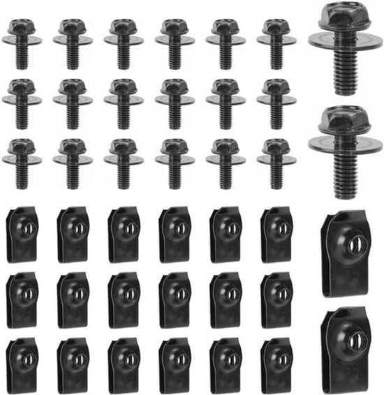 Viti e dadi per auto - 40 pezzi - metallo - paraurti - spiovente - U-type - supporti - cappotto motore - motore - viti - accessori di fissaggio - compatibili con auto - color argento