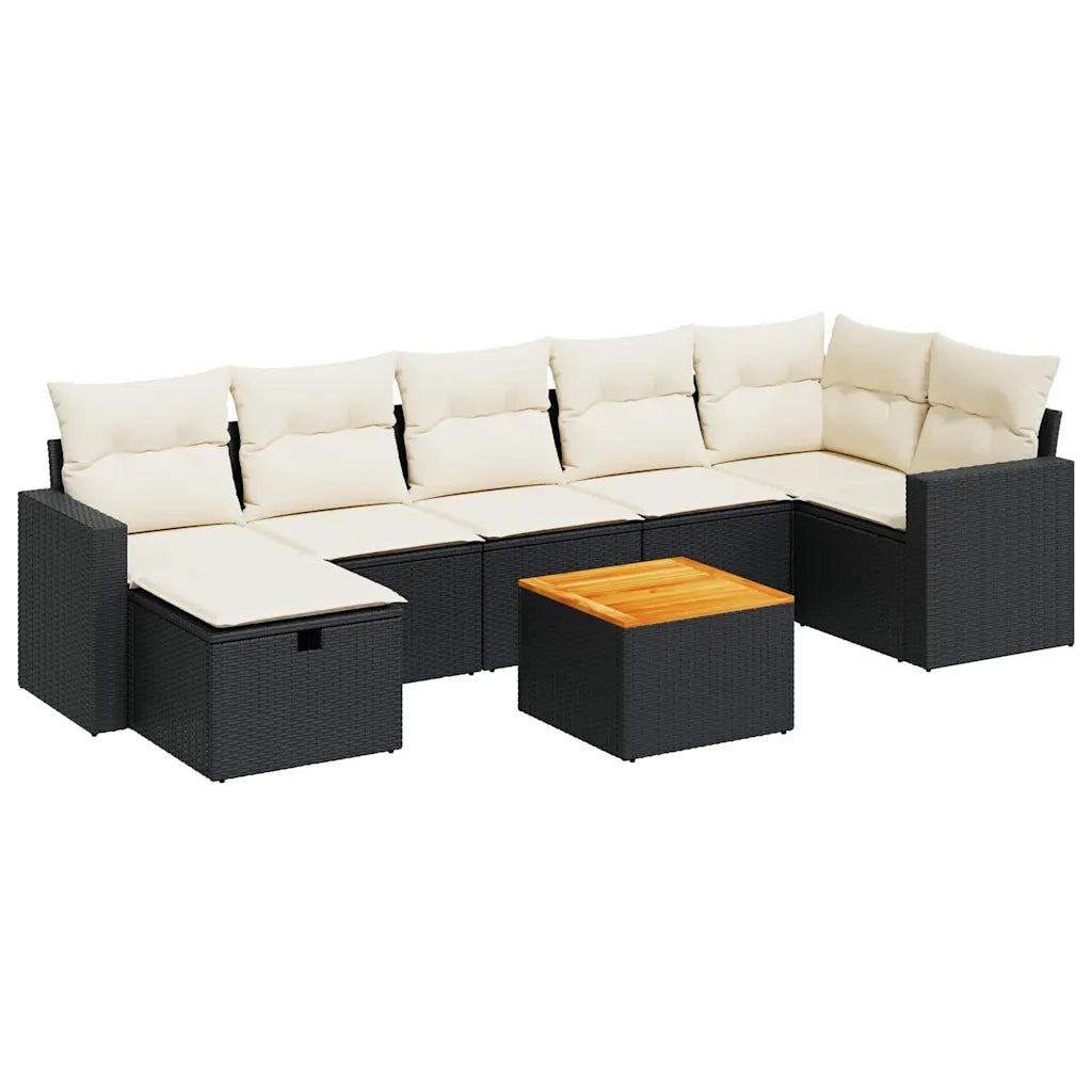 Set Divani da Giardino con Cuscini 8 pz Nero in Polyrattan 3325794