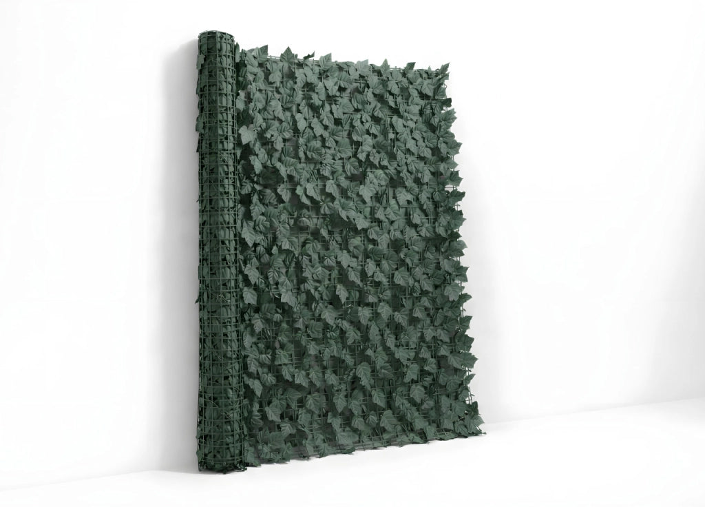 Rotolo Edera Finta Sempreverde Siepe Foglie Ornamentali Frangivista Coprente Per Recinzione - 1hx20mt - Verde