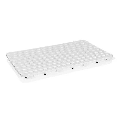 Pedana doccia antiscivolo 80x50 cm bianca con effetto legno in plastica