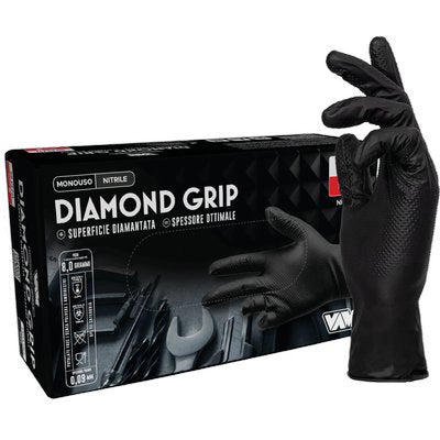 Guanto Nitrile Monouso Nero Diamond Med 50 Pezzi 1832111