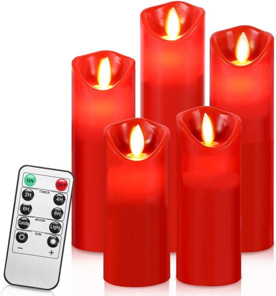 Set di candele LED da 10 - Inclusa comandi a distanza - Ø5,3 cm fiamma ondeggiante - Sicuro e duraturo - Candele LED realistico - Luci da tavolo LED - Funzione orologio - Illuminazione natalizia non profumata - Rame