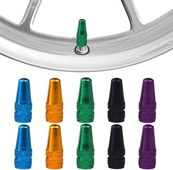 Ventioli per bicicletta - Copertura per pneumatici da bicicletta francese - Adatto per tutti i marchi - 10 pezzi - 5 colori - Coperture per pneumatici per bicicletta.