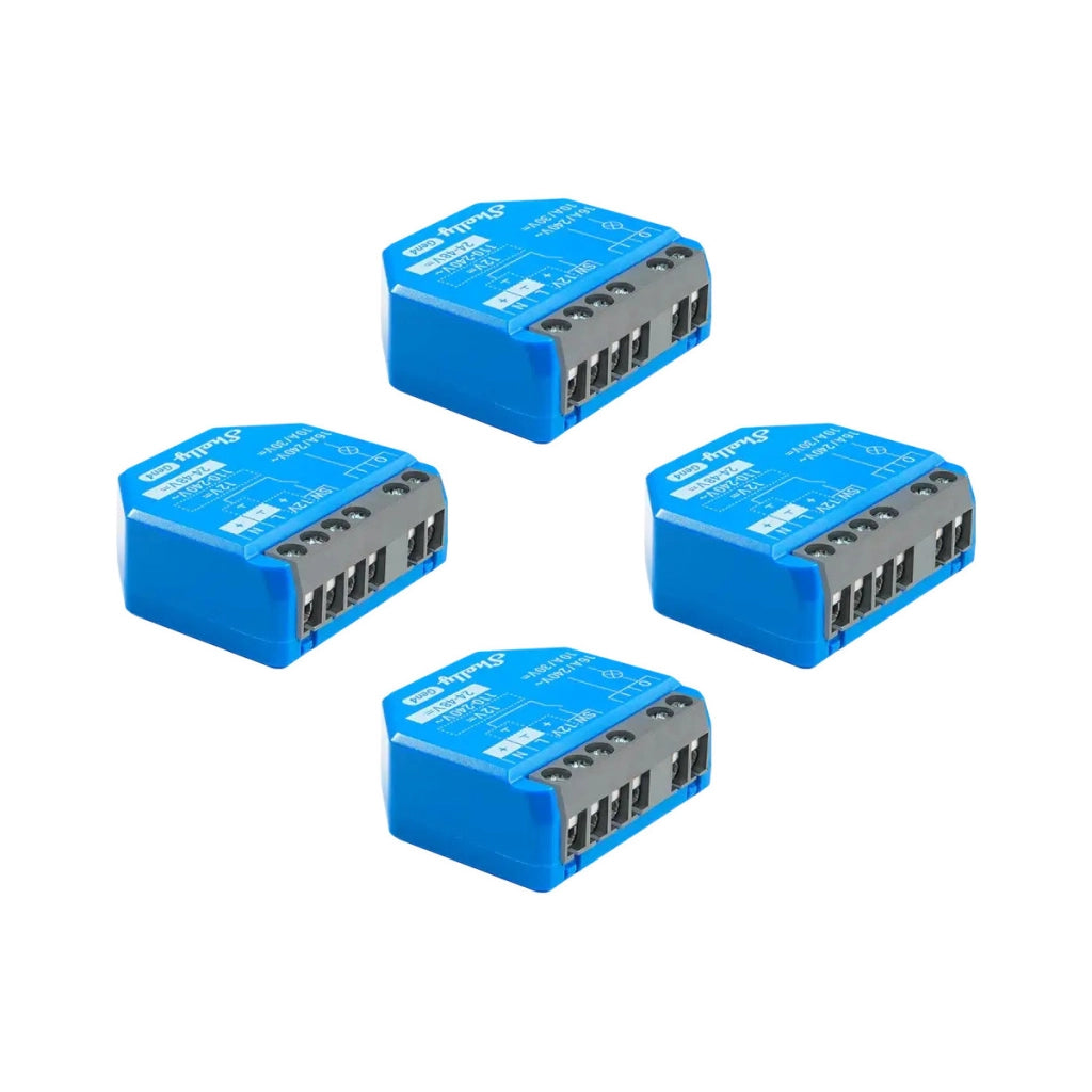 Shelly 1 Gen4 confezione da 4 - interruttore relè 1x 16A (WiFi, Bluetooth, Zigbee, Matter)