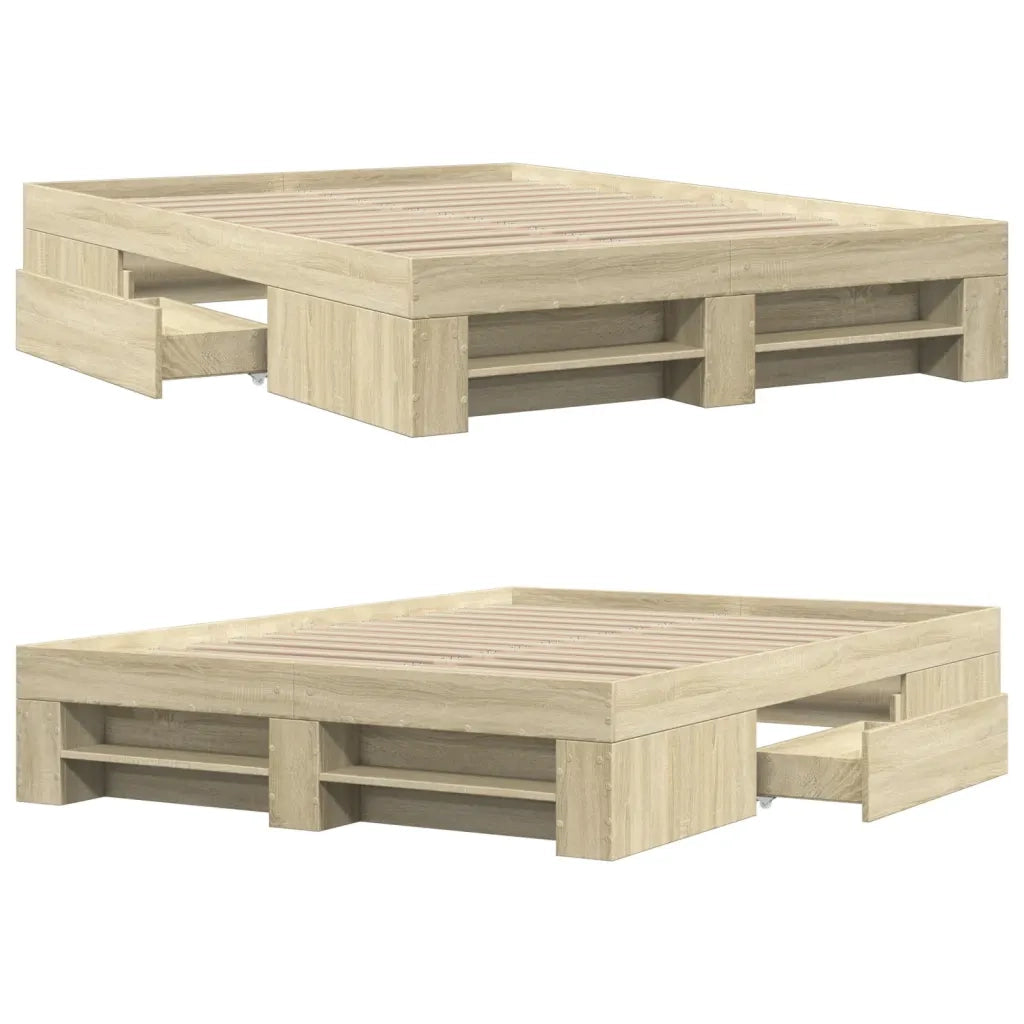 Letto matrimoniale | Letto per adulti | Giroletto senza Materasso Rovere Sonoma 120x190cm in Truciolato