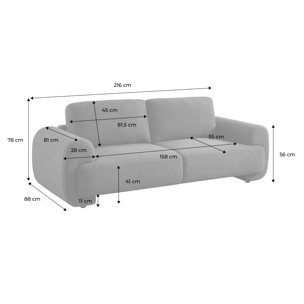 Divano in tessuto, 3 posti, beige