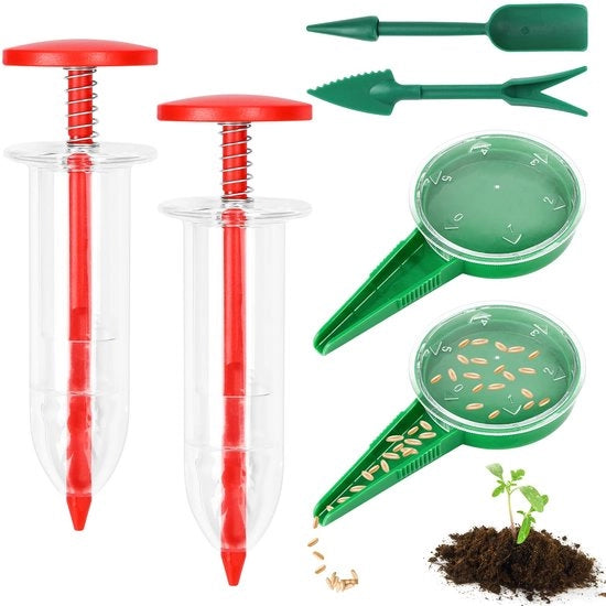 Macchina da giardinaggio, seminatore, 6 dispenser semi, macchina da giardinaggio mini, attrezzi da giardinaggio con precisione di controllo, per l'irrigazione e lo smussamento del terreno