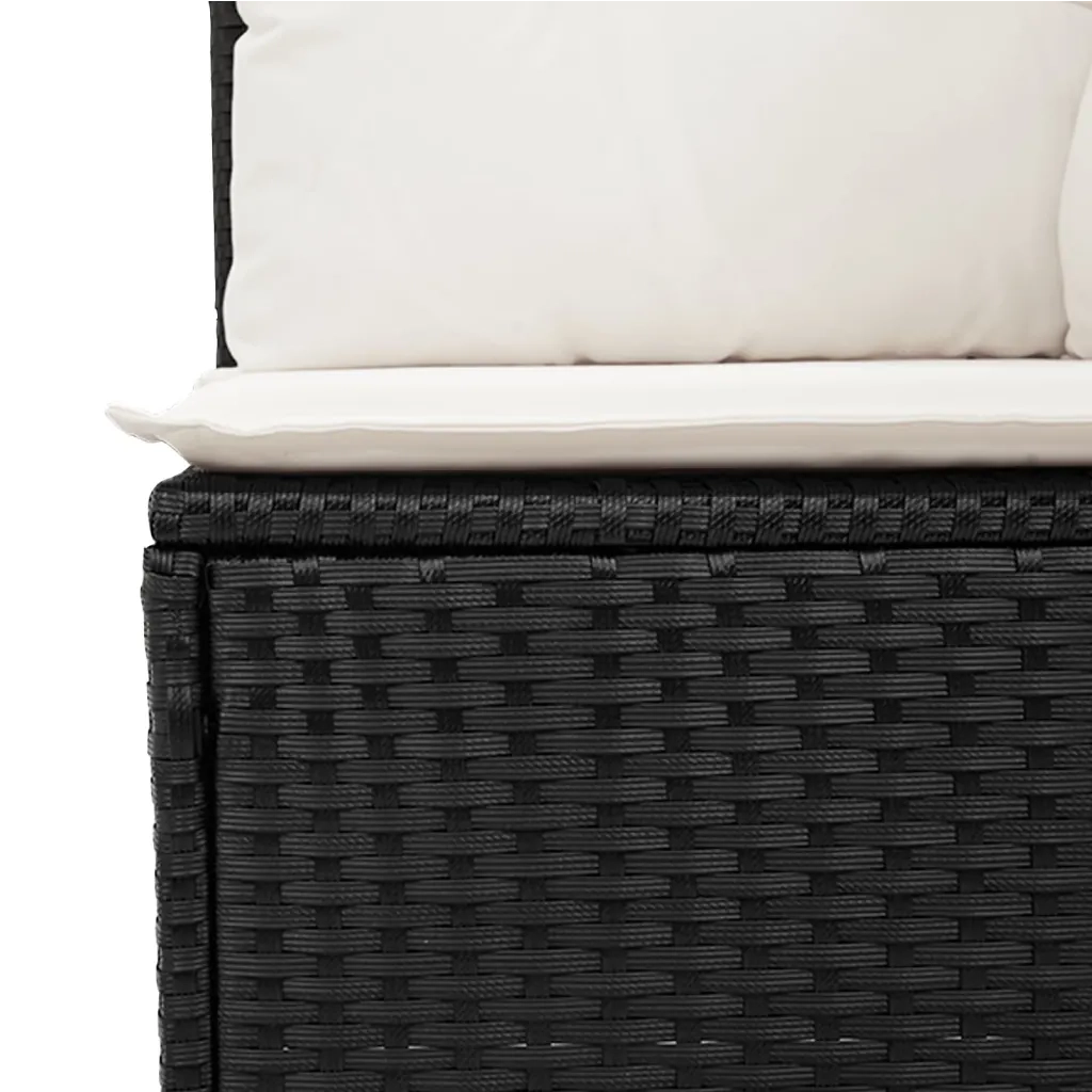 Set Divani da Giardino 4 pz con Cuscini Nero in Polyrattan 3225902