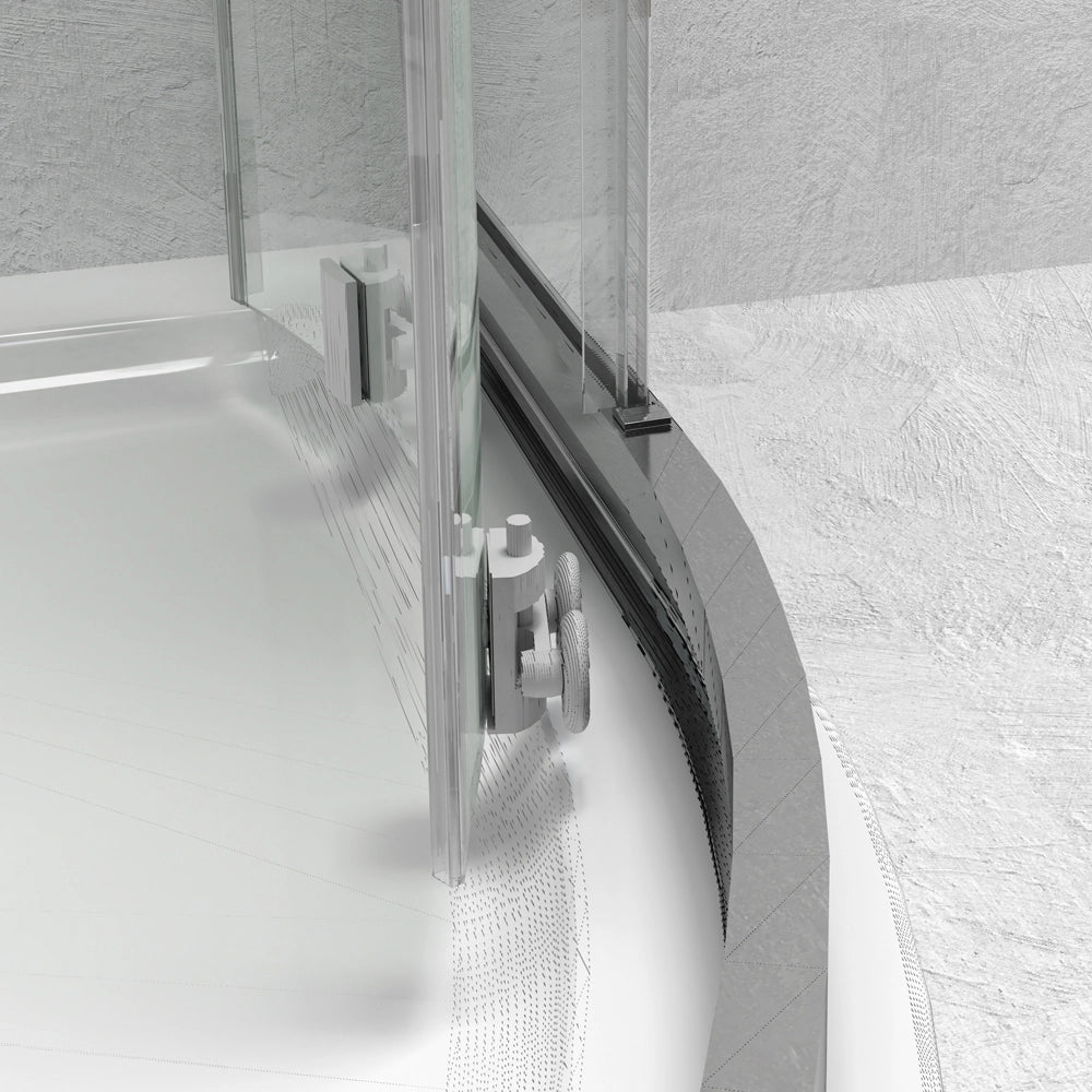 Cabina doccia cromo lucido semicircolare con ante scorrevoli in cristallo temprato *** misure 88-90xh190 cm trasparen...