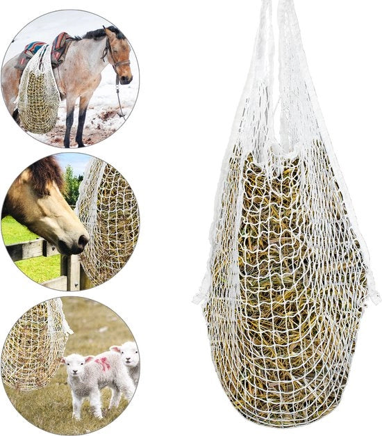Piatto per il Fieno Lento 4x - Fieniera per Cavallo - Spaziatura 3 cm - Bianco - 120 x 90 cm