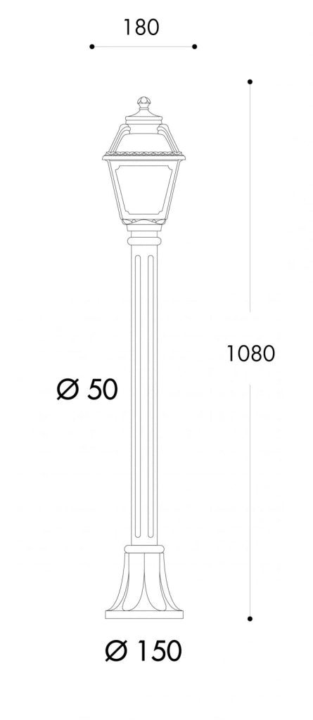 ALBA PALO 100 CM 1 LUCE ATTACCO E27 BIANCO IP55