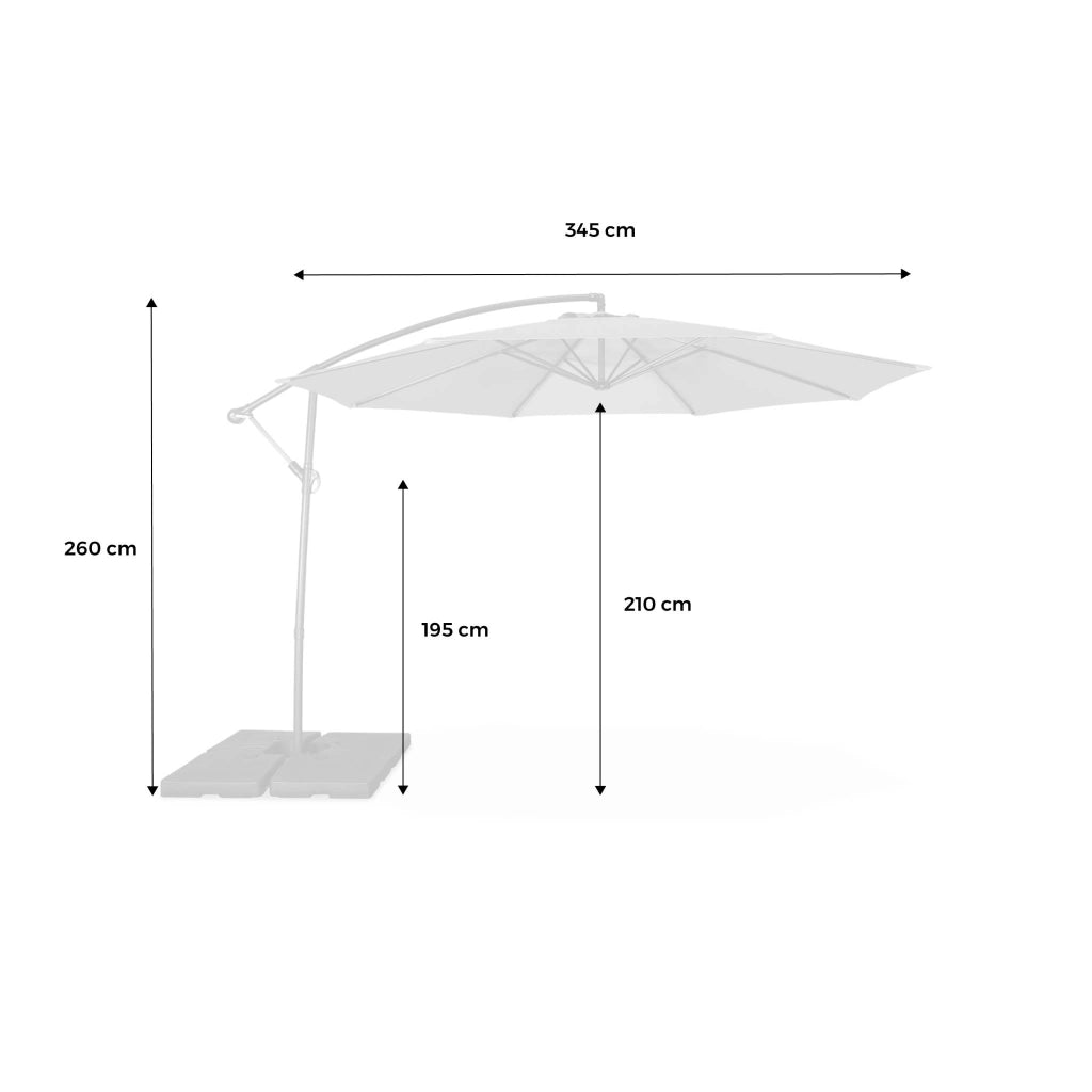 Ombrellone rotondo eccentrico, ø3,5m, grigio
