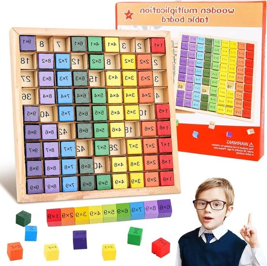Tavolo di moltiplicazione 9x9 per bambini educativo, tabella di moltiplicazione per studenti della scuola elementare, tavolo di moltiplicazione in legno per bambini