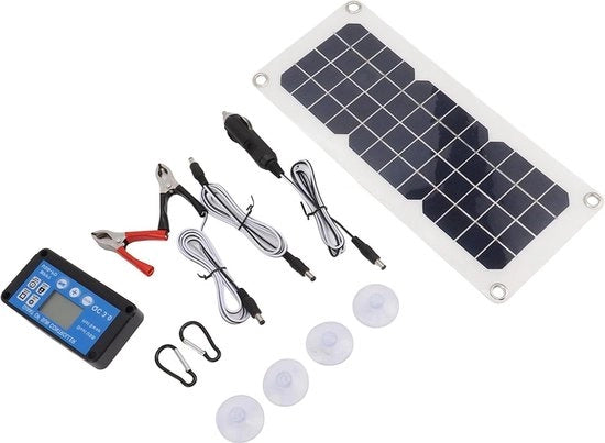 Kit di pannelli solari 30W 12V 24V con controller adattivo e pannello fotovoltaico USB - Set di pannelli solari.