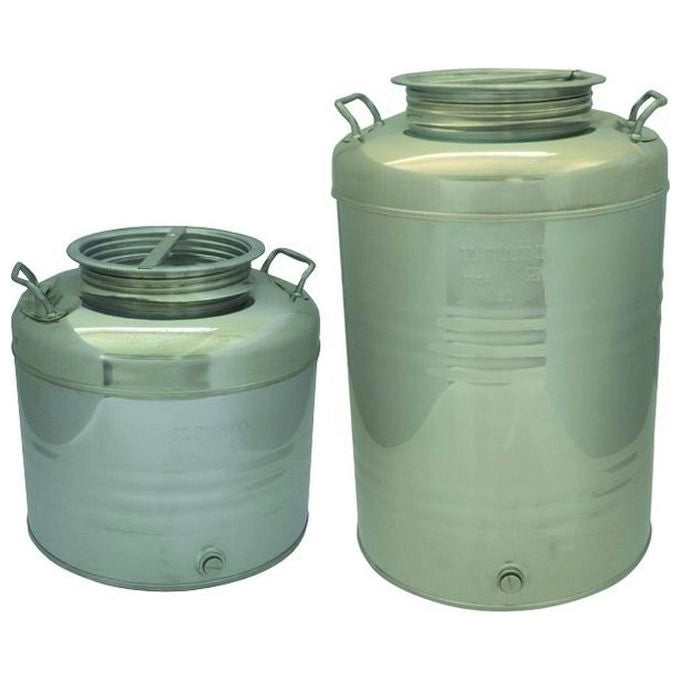 Maffei 8215230 Fustino Contenitore per Olio Acciaio Inox 30 lt Tappo a Vite Predisposizione Rubinetto 1-2'' 36x40 cm