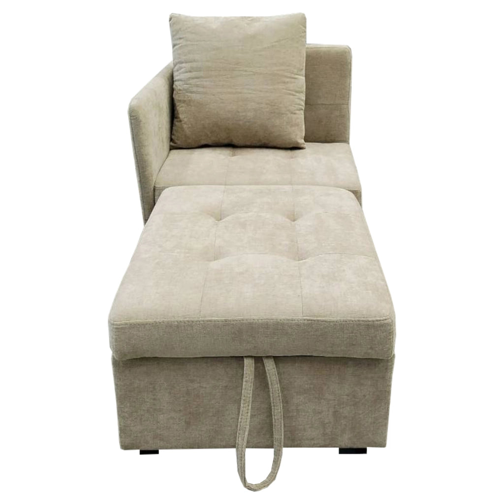 Divano Letto 3 In 1 con Schienale Regolabile 5 Posizioni e Cuscino Salvaspazio Imbottito Beige