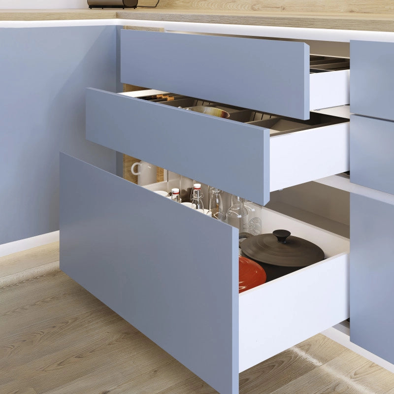 Cassetto esterno Protone 30kg, guide di estrazione totale con una chiusura soft, altezza 131mm, profondità 500mm, Acc..
