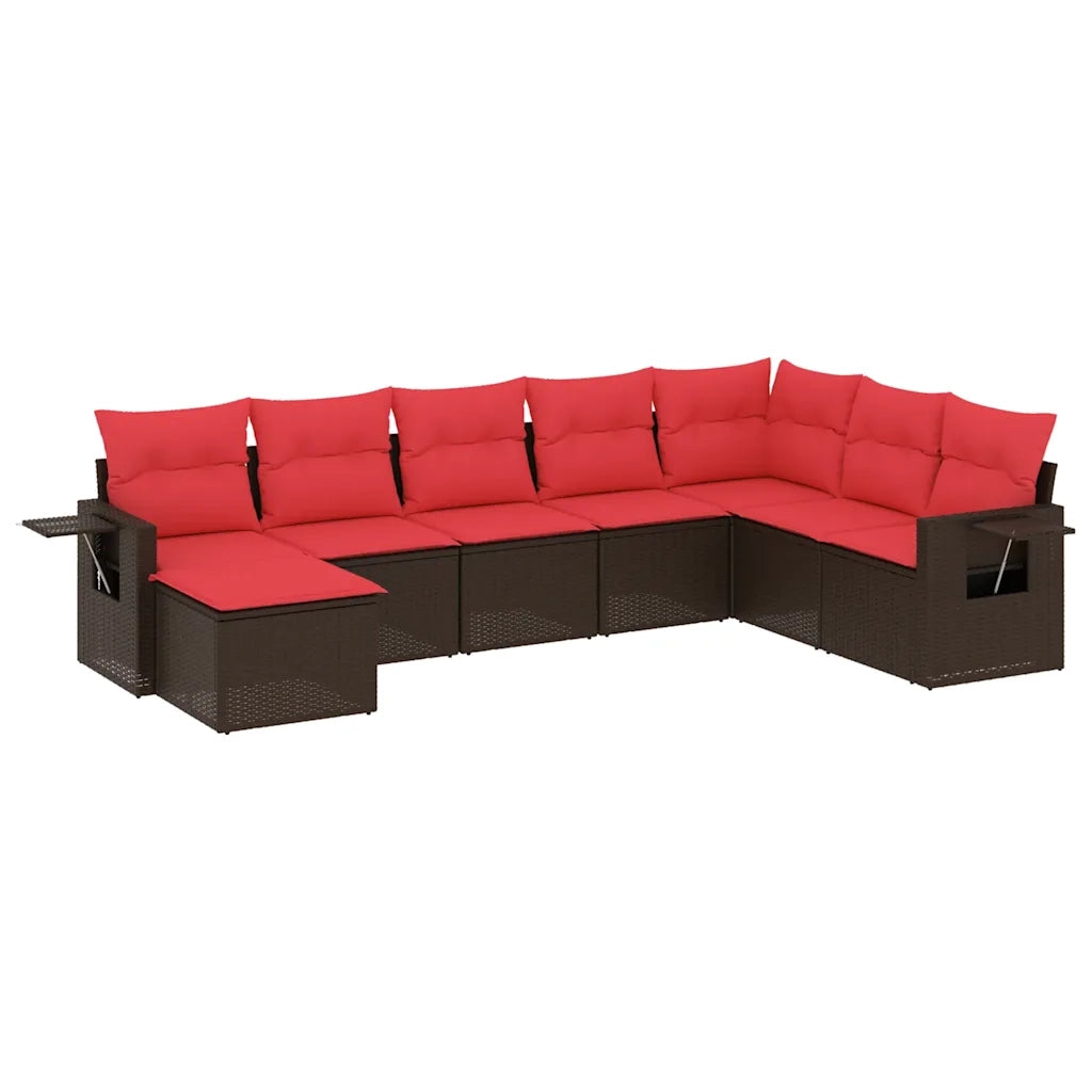 Set Divani da Giardino 8 pz con Cuscini Marrone in Polyrattan 3220563