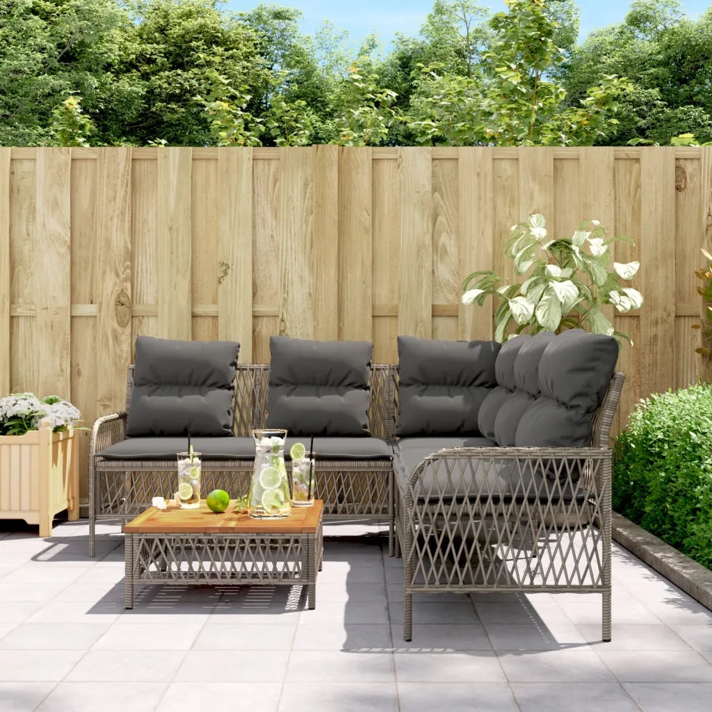 Set Divano da Giardino 2 pz con Cuscini Grigio in Polyrattan 368734