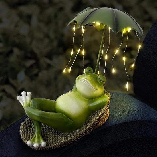 Statue di Rane divertenti per giardino con luci LED acqua resistente, regalo per donna, nonna, con luci solari per decorazione esterna per patio, casa, balcone