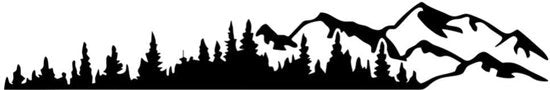 Etichetta per auto - Sticker in PVC nero - Disegno unico montagna e albero - Dimensioni 100x17cm - Adesivo forte - Adattabile a qualsiasi veicolo