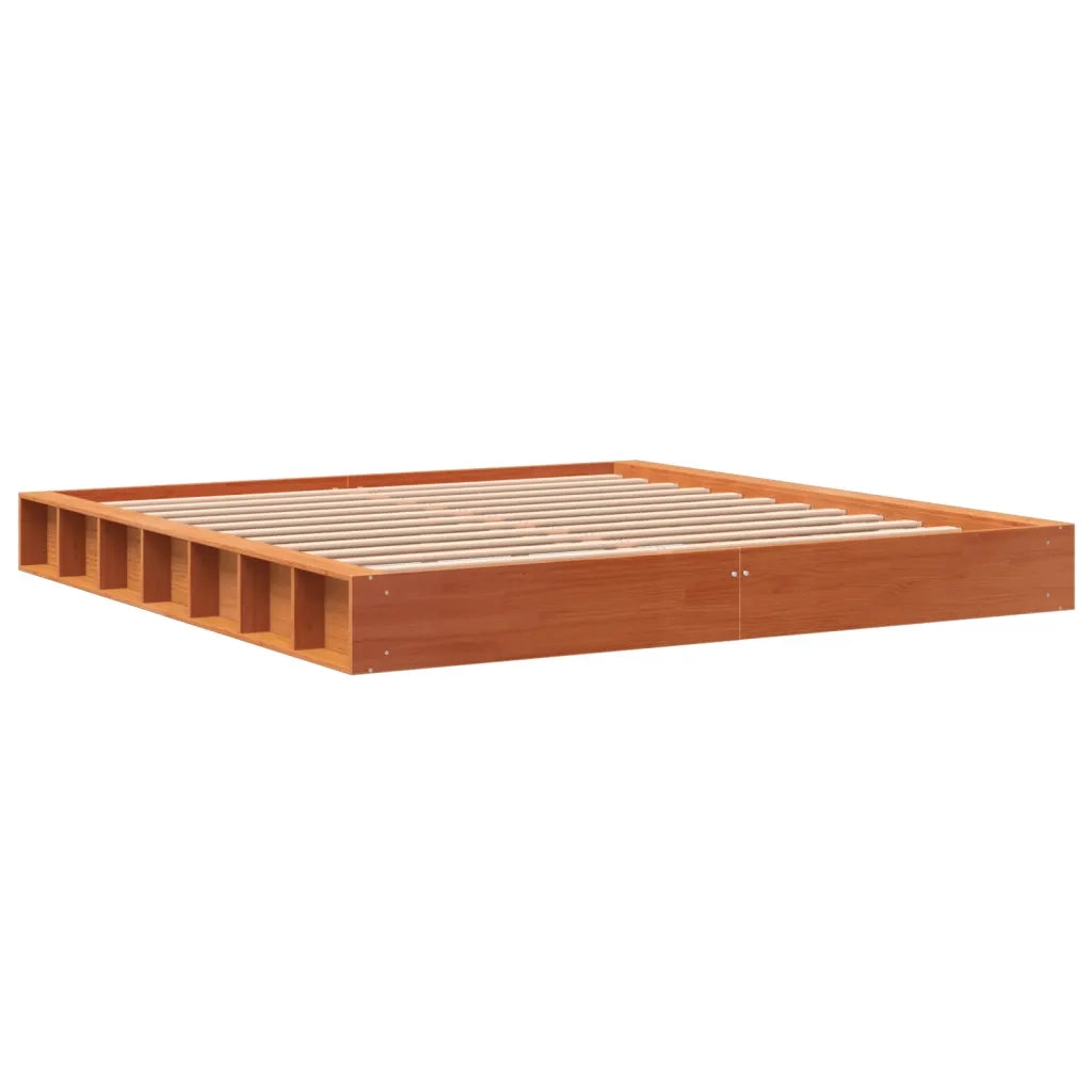 Letto matrimoniale | Letto per adulti | Giroletto senza Materasso Marrone Cera 200x200 cm Legno di Pino