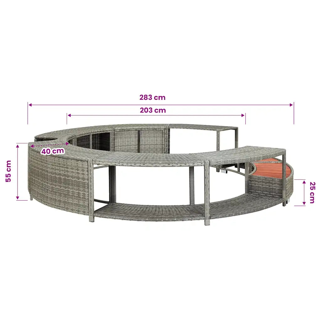 Bordo per Vasca da Spa in Polyrattan Grigio 46459