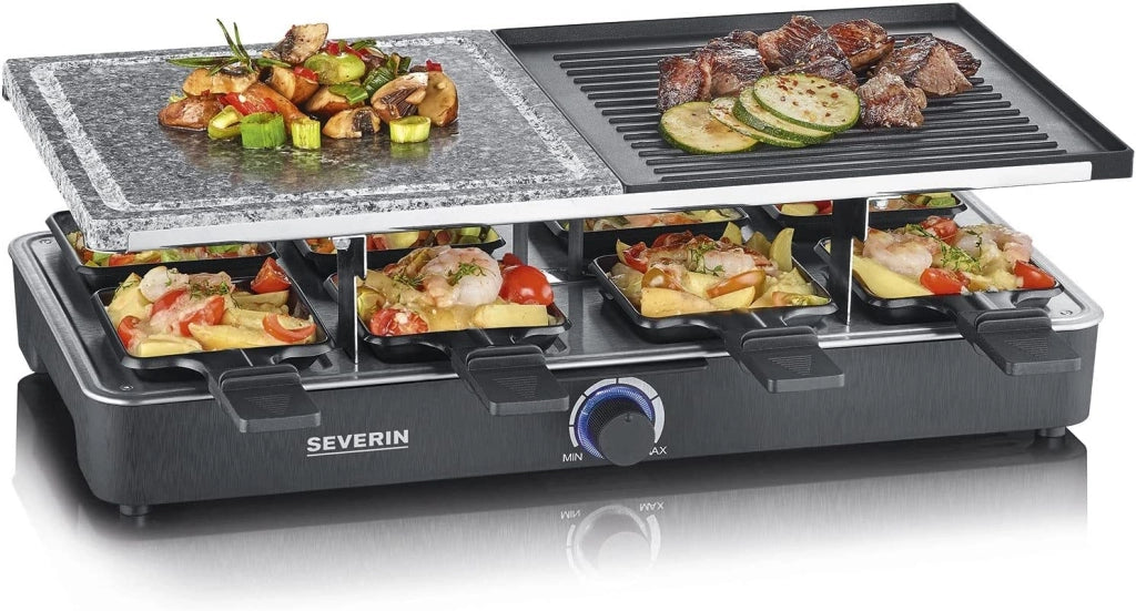 Severin rg2376 piastra 8 padellini per raclette in pietra naturale per grigliare