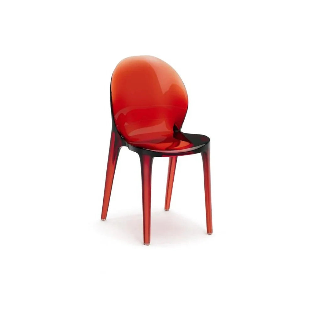 Set di 4 sedie da pranzo e da esterno in policarbonato rosso Sparkle con struttura in policarbonato facili da pulire | Duzzle