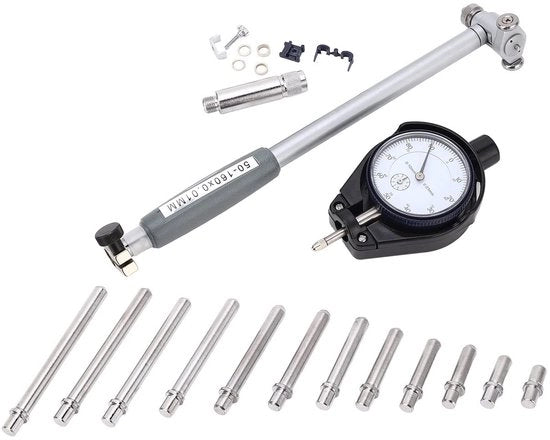 Misuratore di diametro interno Alta precisione - Chiamata di misura in alluminio - Misura di raggio/diametro - Incluso accessori - Portata di misura 50-160 mm - Strumento di misura duraturo e preciso