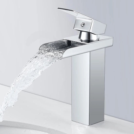 Kraan per bagno con design valle d'acqua, azionamento a un solo giro, valle concava in acciaio inossidabile.