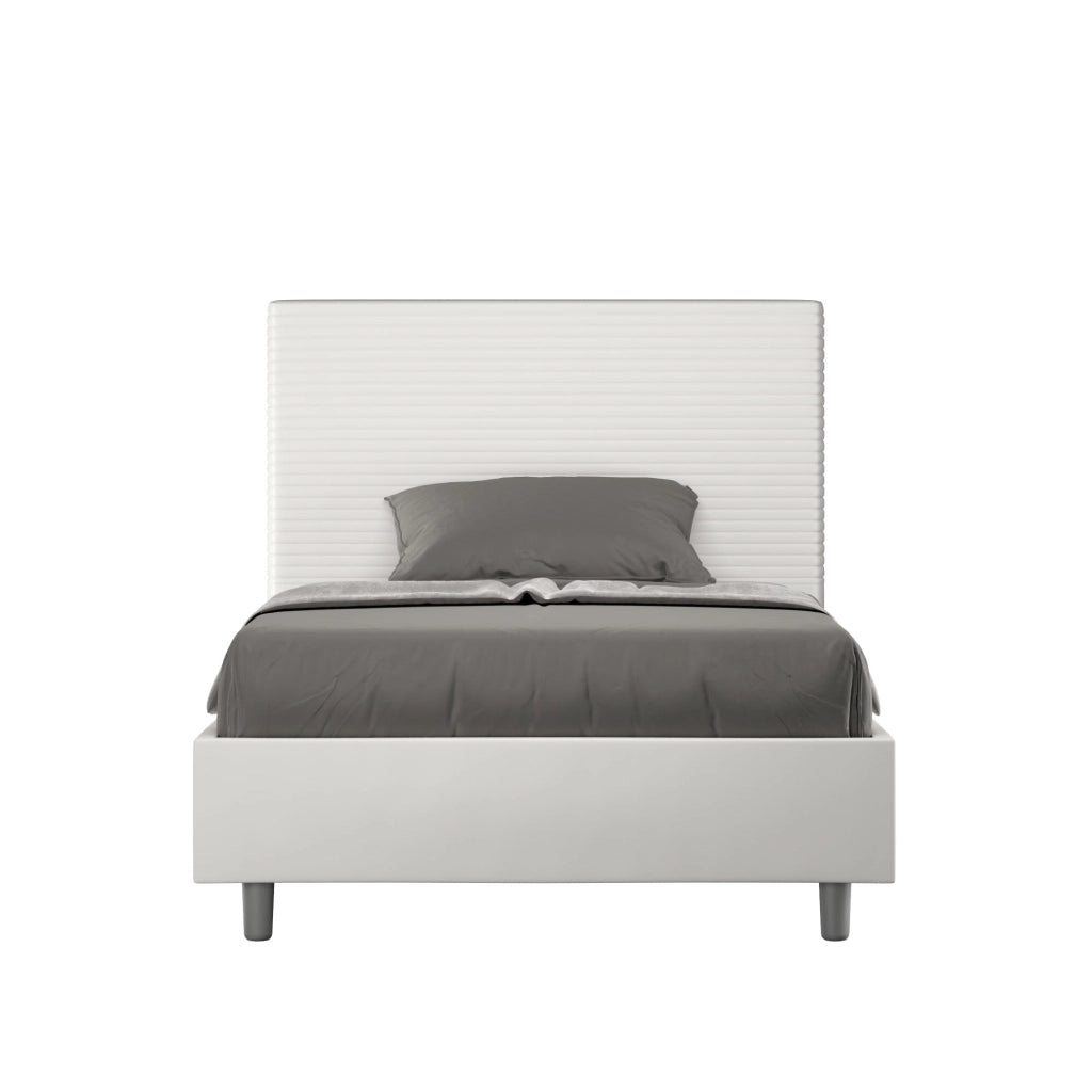 Letto Matrimoniale Large 180x200 cm con Rete e Contenitore Focus Bianco