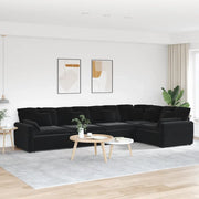 Divano Modulare con Cuscini in Velluto Nero 3321333