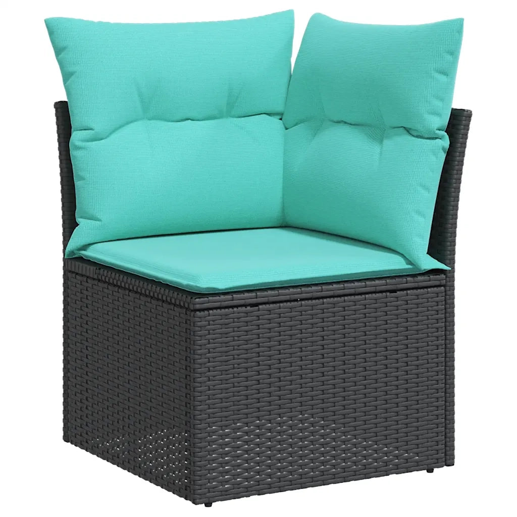 Set Divani da Giardino 9 pz con Cuscini Nero in Polyrattan 3219427