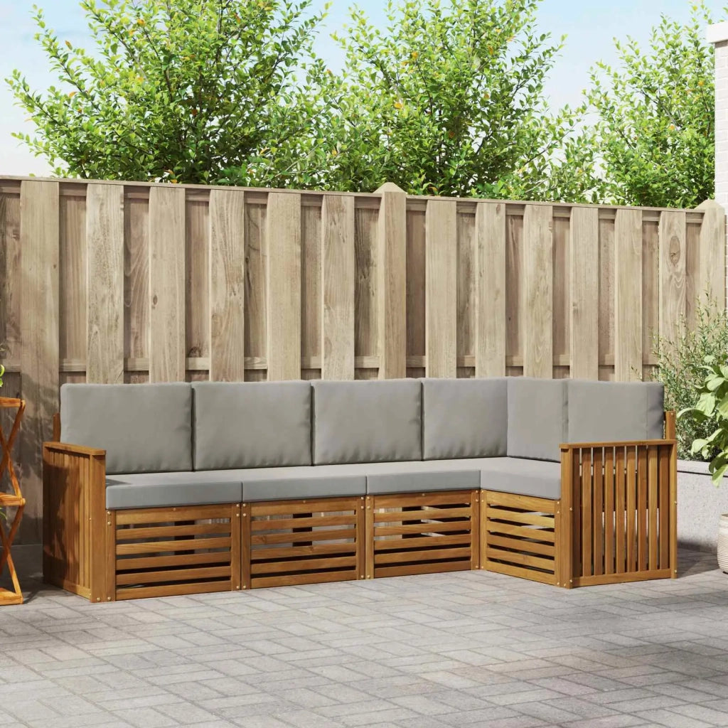Set divano sezionale con cuscino 5 pcs Grigio Naturale e Chiaro 3374806
