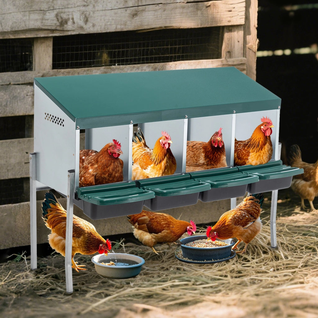NIDO PER GALLINE 4 Scomparti 24x26 cm Metallo Verde
