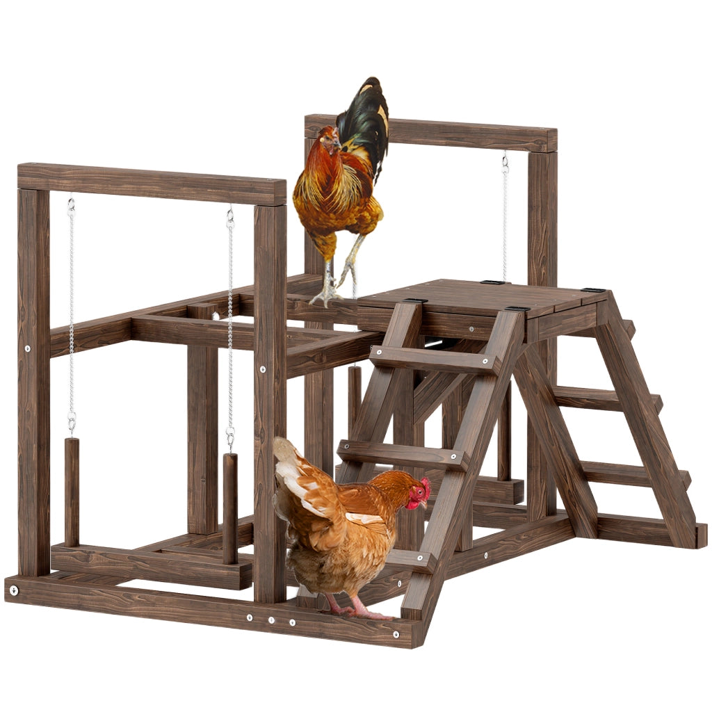 Pollaio in legno con altalena e scala ¨C Xylo ¨C 82x60x55 cm marrone