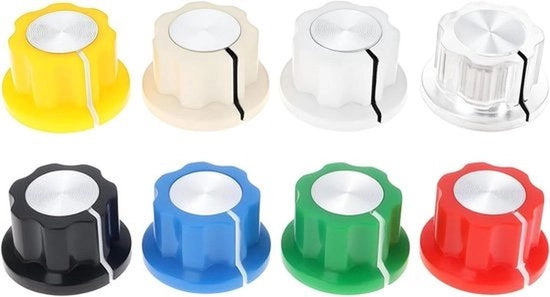 8 pezzi 1/4" As Potten Potenziometro Knop - Pedale Effetto Chitarra - Nero - Stile BOSS - Compatibile - Nero modello - 6.35mm - Adatto per l'uso con chitarre