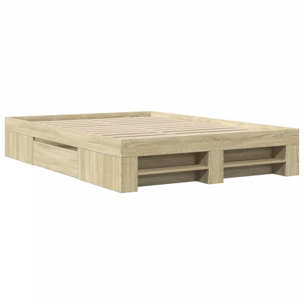Letto matrimoniale | Letto per adulti | Giroletto senza Materasso Rovere Sonoma 120x190cm in Truciolato