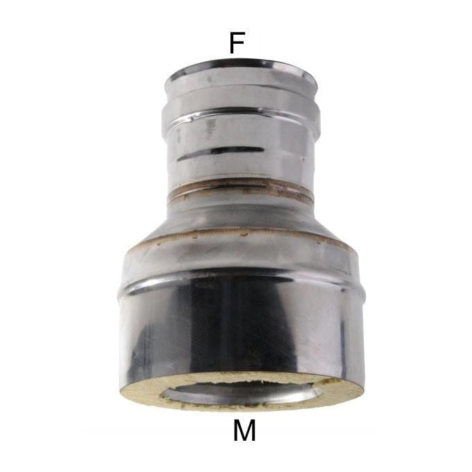 MARAL M98797 Adattatore Inox MP10F-DP10-15 DP Parete Interna AISI 316L-V2 Parete Esterna AISI 304 Finitura Lucida Isolante in Lana di Roccia 25 mm colore Acciaio