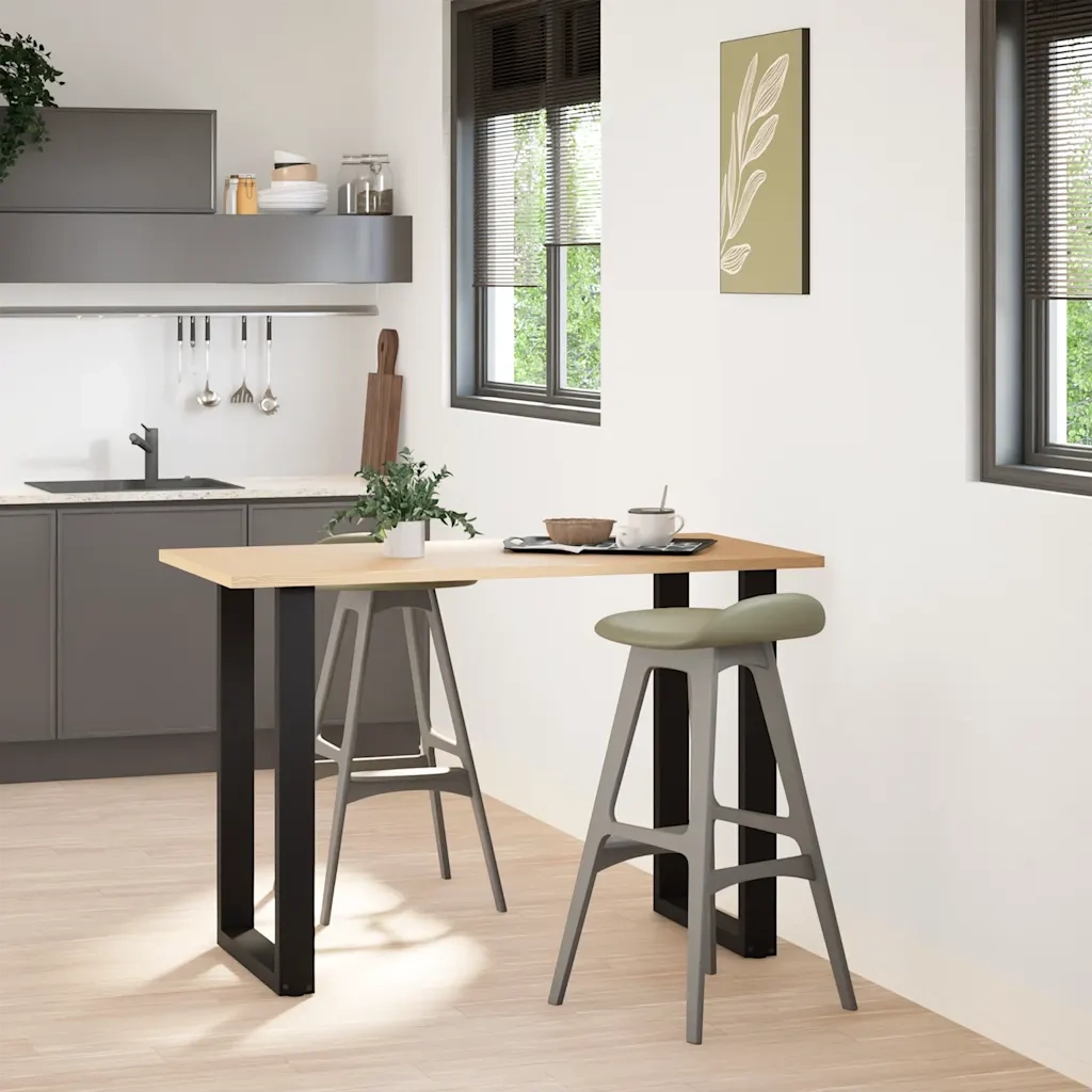 Gambe per tavolo da bar a forma di U 2 pz nere 60x(90-91) cm in acciaio 4013224