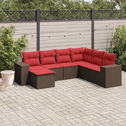 Set Divani da Giardino 7 pz con Cuscini Marrone in Polyrattan 3222903