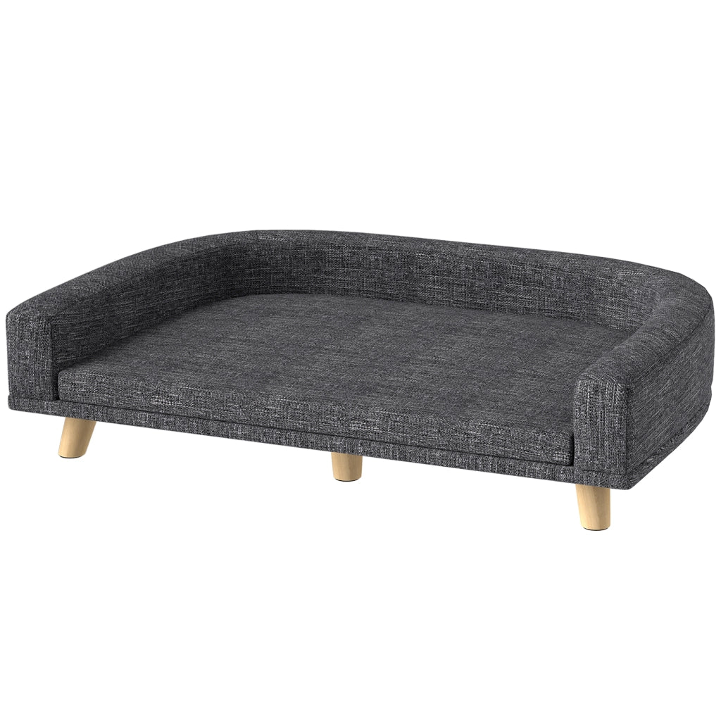 Cuccia per Cani Grande Letto Elevato in Legno con Cuscino Lavabile ¨C Xylo ¨C Grigio Scuro 98x67x25 cm