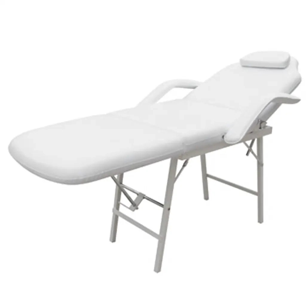 Lettino da Massaggio Portatile in Similpelle 185x78x76cm Bianco 110041