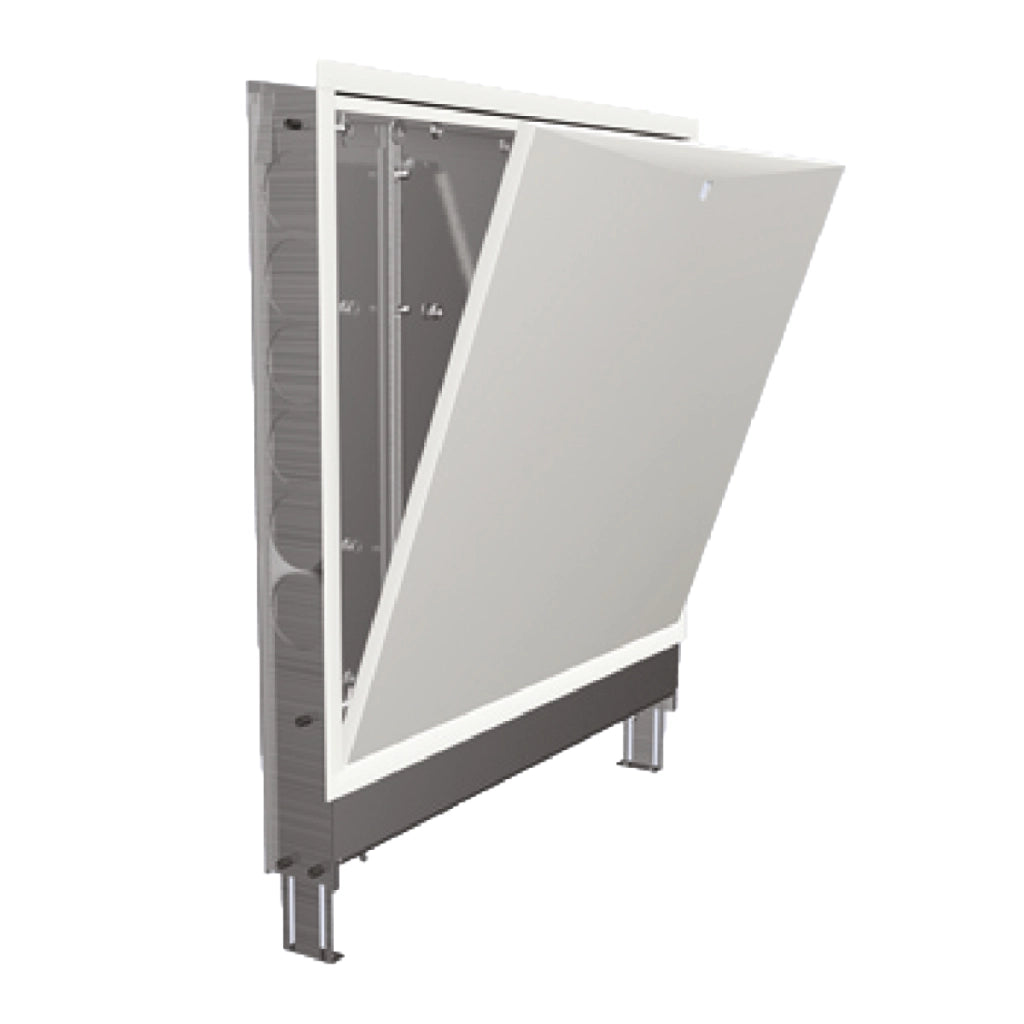 CASSETTA PER COLLETTORI IN LAMIERA ZINCATA PER IMPIANTI A PAVIMENTO E CLASSICI CON RIALZO E PIEDINO - DIM: (LXPXH): 120X11X72 CM  - GFR