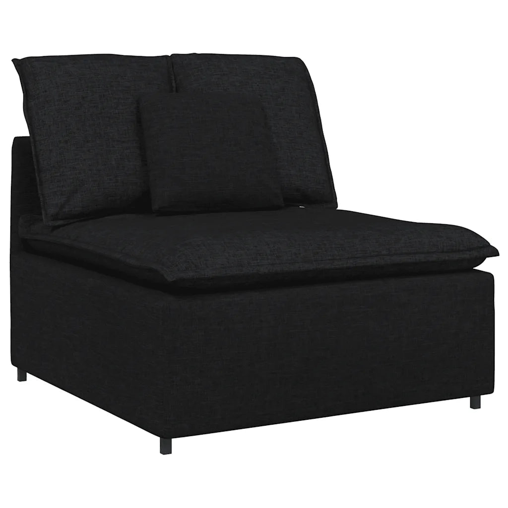 Divano Modulare con Cuscini in Tessuto Nero 3321269